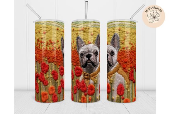 20oz Dog Flower Embroidery Tumbler Wrap3