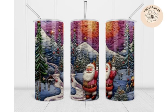 20oz Santa Embroidery Christmas Tumbler2