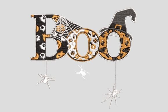 Boo Horror Halloween Ghost Witch Embroidery