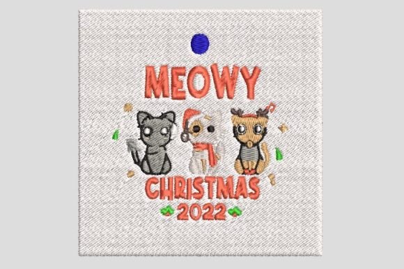 Cute Moewy Happy Christmas Embroidery