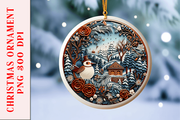 Embroidery Look Bird Ornament Design