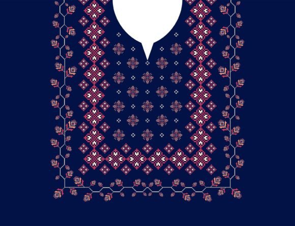 Ethnic Neck Embroidery Floral Pattern