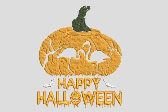 Flamingo Happy Halloween Embroidery File