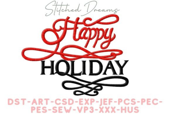 Happy Holidays Embroidery Design