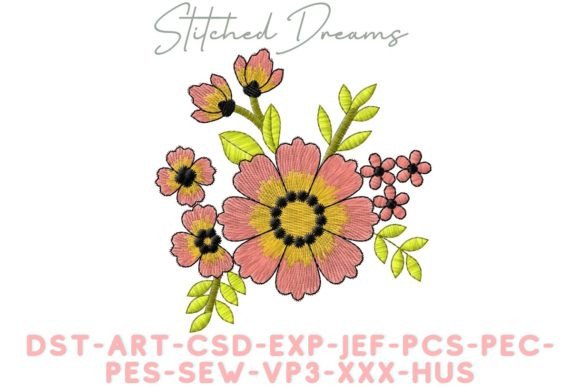 Lifelike Flowers Embroidery Design