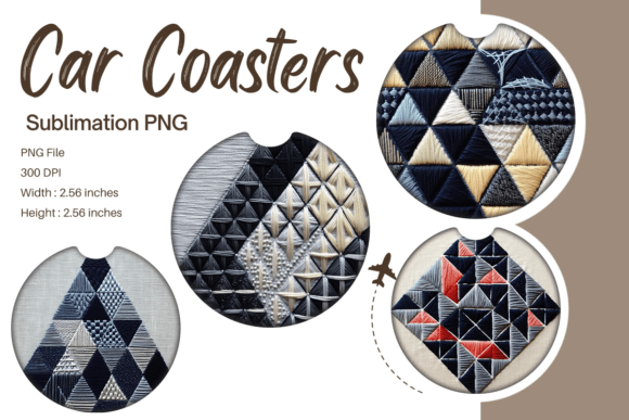 Quilt Embroidery Car Coaster Sublimation