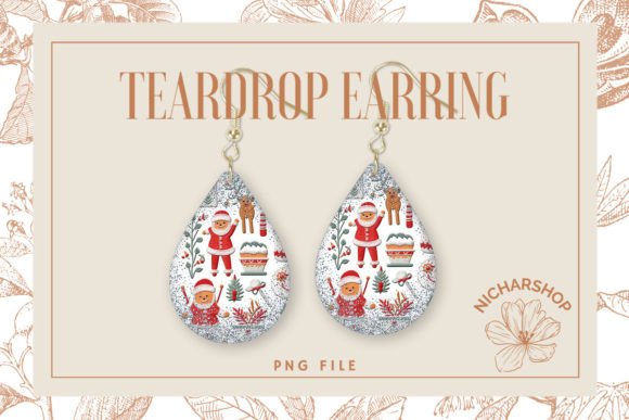 Santa Christmas Embroidery Teardrop1
